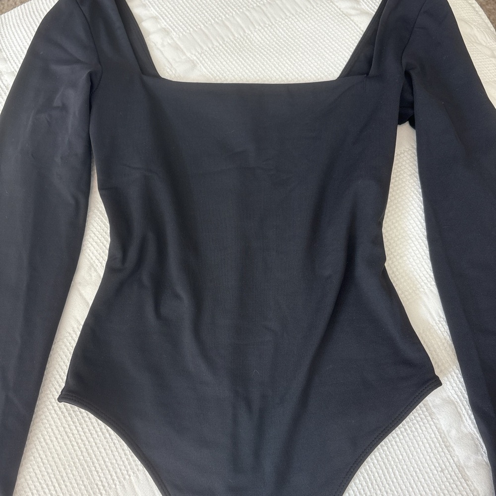Aritzia Black Square Neck Bodysuit